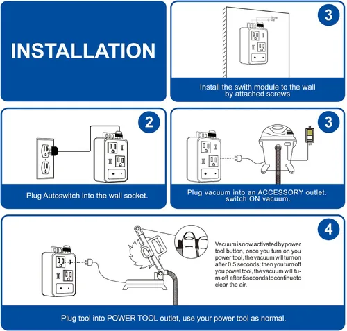 Vista 7 de Interruptor de vacío automático para herramientas eléctricas, interruptor automático de control de polvo con tecnología única de detección