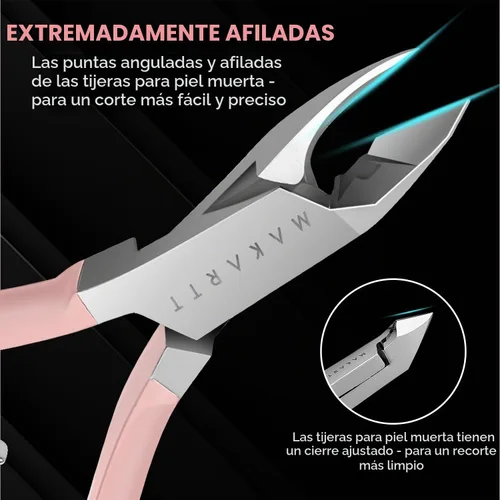 Vista 2 de Makartt Cortacutículas, Cortador de Cutículas Rosa Extremadamente Afilado de Mandíbula Completa Removedor de Cutículas Cuidado de Uñas para Manicura