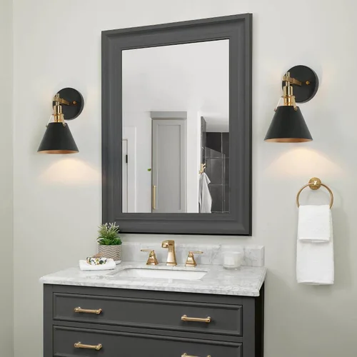 Vista 4 de KSANA Apliques de Pared Negros, Lámparas de Pared Modernas de Estilo Granja en Oro para Dormitorio, Sala de Estar, Pasillo