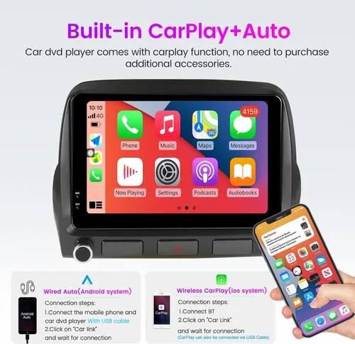 Vista 2 de MekedeTech Android 12 Radio de coche de 10 pulgadas pantalla táctil para Chevrolet Camaro 2010 2011 2012 2013 2014 2015, compatible con CarPlay