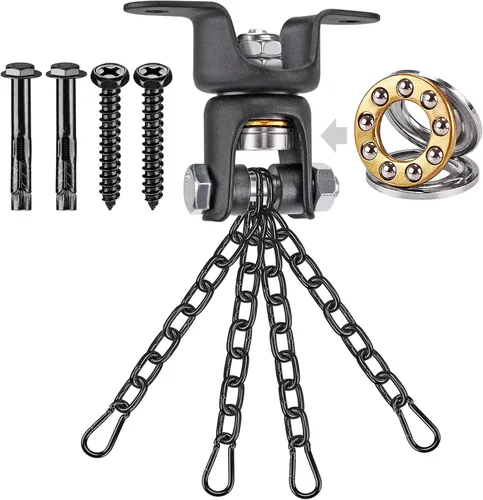 Vista 8 de BeneLabel Heavy Bag Ceiling Mount with Spring & Chains 360° Rotation Punching Bag Ceiling Hanger with Bearings Boxing Bags Holder Hardware with 2
