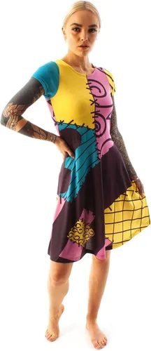 Vista 2 de Disney Nightmare Before Christmas Sally Women's Short Sleeve Costume Dress