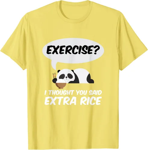 Vista 76 de ¿Ejercicio? I Thought You Said Extra Rice Panda Gift T-Shirt, Negro, S