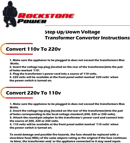 Vista 7 de ROCKSTONE POWER Transformador Convertidor de Voltaje de 3000 Vatios - Convertidor de Potencia de Paso Up/Down AC 110 V/120 V/220 V/240 V de Servicio