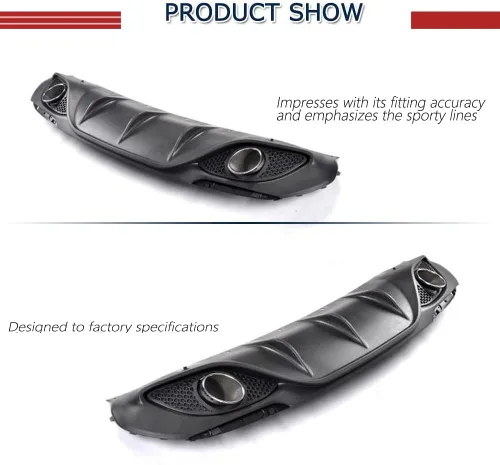 Vista 8 de Difusor trasero para Alfa Romeo Giulia Sedán Base 2017-2022, cubierta de parachoques, alerón, valance, protector de fábrica con salidas de tubo