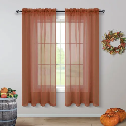 Vista 20 de Cortinas traslúcidas negras de 45 pulgadas de largo para ventanas de baño, juego de 2 paneles, cortinas de media ventana para cocina y dormitorio