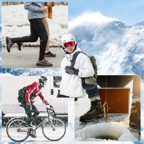 Vista 7 de ROCKBROS Guantes de ciclismo de invierno para hombres y mujeres, resistentes al agua, guantes de pantalla táctil que absorben los golpes, guantes