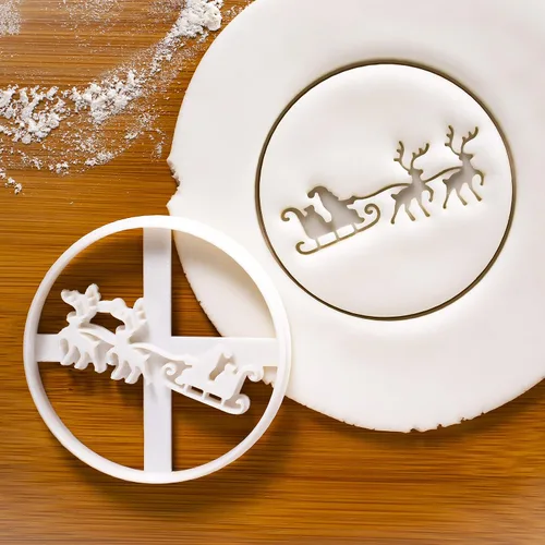Vista 2 de Cortador de galletas de Papá Noel y reno, 1 pieza - Bakerlogy