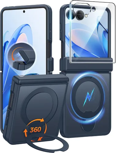 Vista 35 de FNTCASE Funda para Samsung Galaxy Z Flip 8 con soporte magnético giratorio de 360 grados, color negro Compatible con MagSafe, protección completa