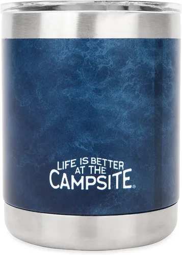 Vista 4 de Camco Life is Better at The Campsite - Vasos de whisky Lowball Vasos elegantes y aislados para whisky o bourbon favorito Paquete de 2 (53328)