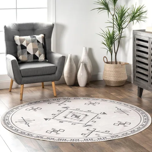 Vista 10 de Nuloom SpinClean Evalyn - Alfombra geométrica, suave y acogedora, de alto tráfico, resistente a las manchas, fácil de limpiar, duradera, lavable a