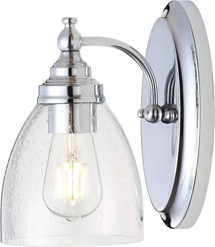 Vista 10 de JONATHAN Y Lámpara de pared LED cromada de 5.5 pulgadas, cableado para baño, pantalla de vidrio transparente con semillas, iluminación de pasillo