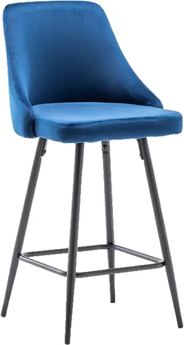 Vista 4 de BTEXPERT Juego de 4 sillas de bar tapizadas de alta calidad para comedor de 25 pulgadas con respaldo alto, paquete de 4 unidades, terciopelo azul