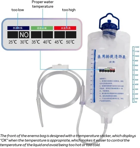 Vista 3 de Bolsa de enema para limpieza de colon 40.6 fl oz hogar reutilizable colon enema bolsa kit de limpieza portátil