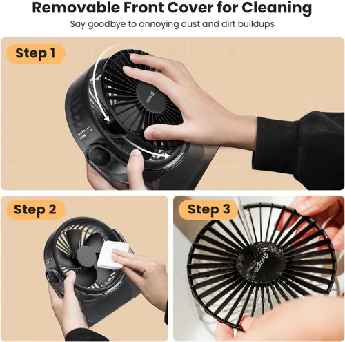 Vista 4 de WSKEN Ventilador de escritorio pequeño USB, diseño estético, mini pero potente, portátil, ultra silencioso, ventilador personal de escritorio de 3