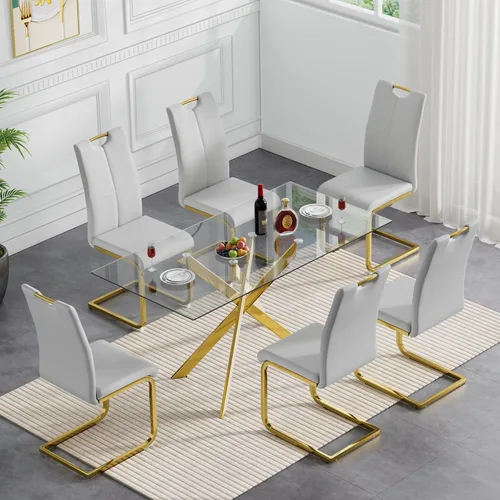 Vista 61 de HomVent Juego de mesa de comedor redonda de vidrio de 3 piezas, juego de mesa de cocina de vidrio redondo para 2 personas con 2 sillas de comedor