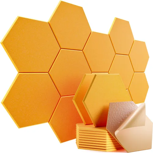 Vista 128 de Paquete de 12 paneles acústicos autoadhesivos de 12 x 10 x 0.4 pulgadas, paneles de espuma a prueba de sonido con alta densidad, elegante diseño