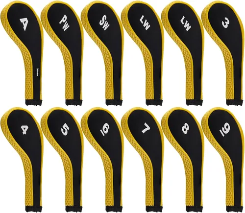 Vista 11 de Andux 12 unids/set Golf Iron Club Head Covers Número impresión cuello largo con cremallera with Zipper Closure Number Print Coloured Piping