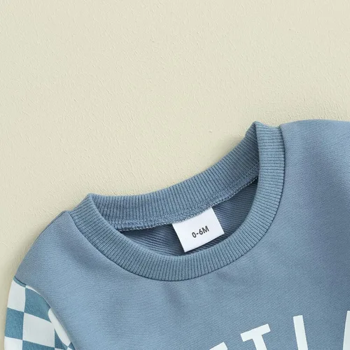 Vista 3 de Conjunto de sudadera de manga larga con cuello redondo y pantalones deportivos para bebés, ropa de invierno para bebé