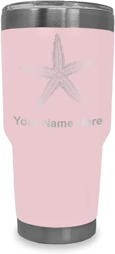 Vista 27 de LaserGram 20oz Vacuum Insulated Tumbler Mug, Starfish, Personalized Engraving Included (Black)