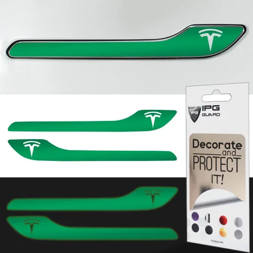 Vista 37 de IPG Kit de 4 calcomanías para manija de puerta de Tesla Model 3/Model Y (juego de 4) con logotipo de Tesla (fibra de carbono negra)
