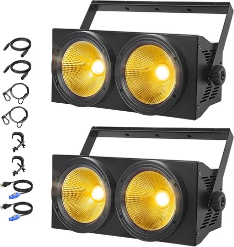 Vista 9 de MAD OWL Luces LED de 200 W, 2 ojos fríos y blancos cálidos, control DMX, activación de sonido, estroboscópico COB para teatro, iglesia, eventos