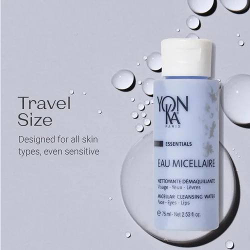 Vista 5 de Yonka Eau Micellaire Travel Size Agua micelar y desmaquillante limpiador Lavado facial suave con rosa y manzanilla para eliminar impurezas e