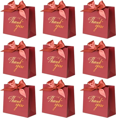 Vista 8 de DECHISY Paquete de 24 bolsas pequeñas de regalo de agradecimiento, bolsas de regalo de fiesta, cajas con lazo dorado, bolsas de regalo de papel Negro