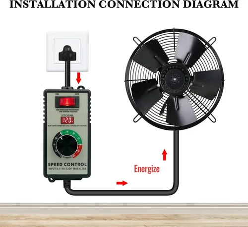 Vista 5 de Controlador de velocidad variable de motor AC ZOWZEA 120V 15A 4000W con interruptor de protección contra sobrecarga