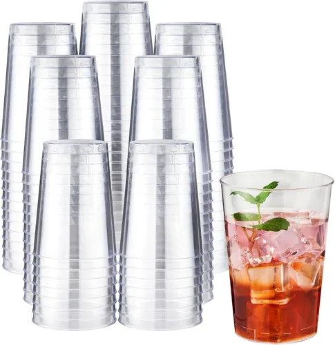 Vista 23 de RACETOP Vasos de plástico desechables transparentes de 9 onzas, paquete de 50 vasos de plástico transparente, vasos de fiesta resistentes, vasos