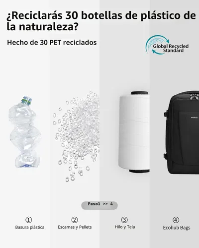 Vista 7 de ECOHUB United Airlines - Mochila de viaje pequeña de 17 pulgadas, bolsa de artículos personales de 16.7 x 10 x 8 pulgadas con 13 bolsillos con Negro