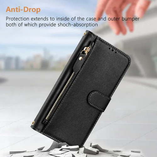 Vista 5 de Funda compatible con Nothing CMF Phone 1, compatible con Nothing CMF Phone 1, tarjetero de piel sintética, con cierre magnético, color negro
