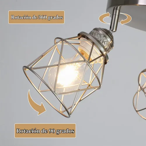 Vista 2 de Accesorios de iluminación de cocina - Lámpara de techo de 3 luces multidireccional con base E26, montaje empotrado ajustable para cocina de granja