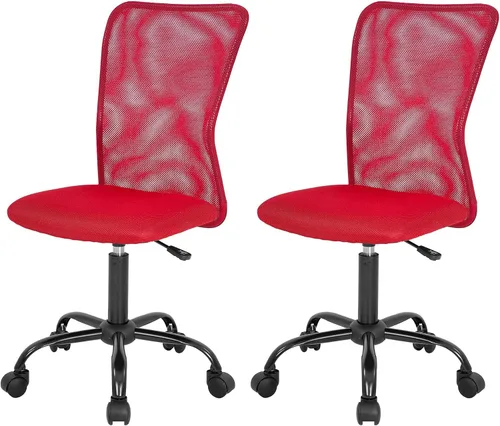 Vista 10 de FDW Silla de oficina en casa, silla de escritorio de malla con respaldo medio, sin brazos, ergonómica, giratoria, soporte de espalda, ajustable