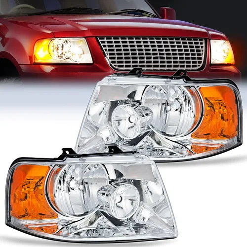 Vista 14 de Nilight - Conjunto de faros delanteros compatible con Ford F-150 Expedition 1997 1998 1999 2000 2001 2002 2003, carcasa negra, reflector ámbar