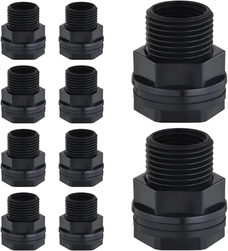 Vista 9 de Adaptador de mamparo, manguera de jardín roscada macho de 3/4 pulgadas GHT x 1/2 pulgada hembra NPT conector de tanque de agua de doble rosca