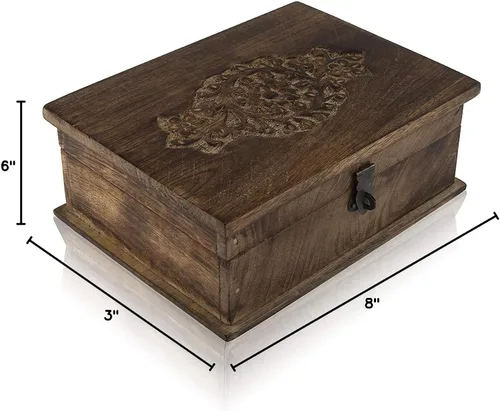 Vista 10 de Grandes ideas de regalo de cumpleaños, caja de joyería decorativa hecha a mano con cerradura y llave, organizador de joyas, caja de recuerdos, caja