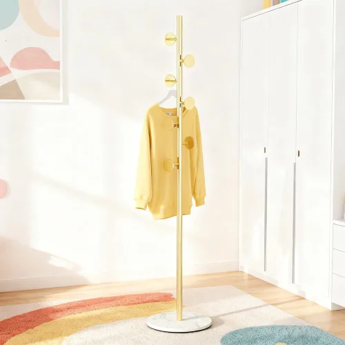 Vista 8 de Perchero Independiente Oro Perchero Para Ropa Sombreros Bolsos Lazos Monederos