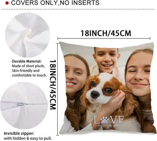 Vista 3 de Custom Couples Pillow Case with one Romantic Photo and Personalized Message enriching Your Room décor and expressing Love Through a Meaningful Gift
