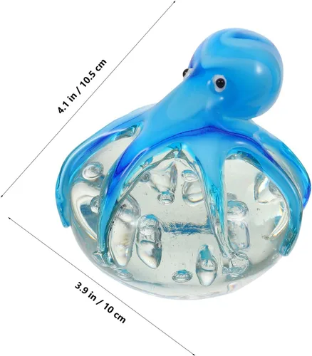 Vista 2 de Figura de pulpo de vidrio: Pulpo de vidrio soplado a mano Artesanías de pisapapeles Escultura de animales marinos para pecera Decoración del hogar