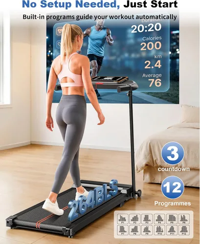 Vista 6 de Cinta de correr plegable debajo del escritorio con asa Negro