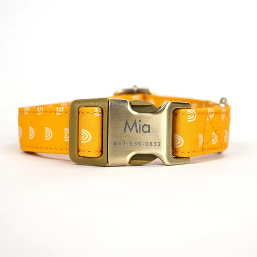 Vista 12 de Collar de perro personalizado con nombre y número de teléfono grabado, collar ajustable personalizado para cachorros, collar de algodón orgánico