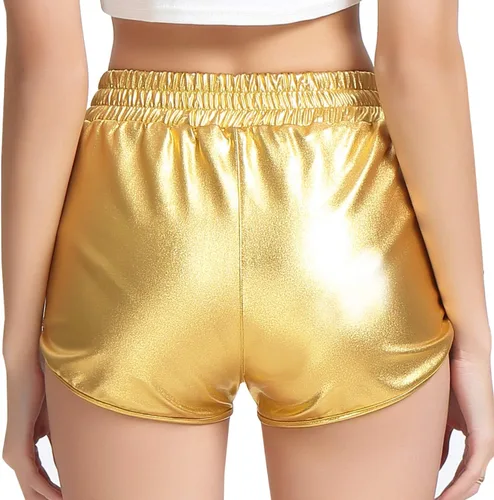 Vista 5 de Mirawise Pantalones cortos metálicos para niñas, pantalones brillantes para danza, pantalones cortos, Metálico