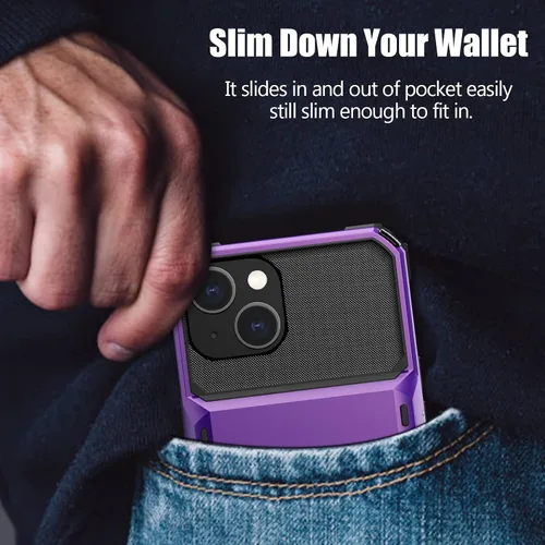 Vista 154 de Nvollnoe - Funda para iPhone 14 con tarjetero [tienda de 5 tarjetas] Negro - Almacenamiento más grande