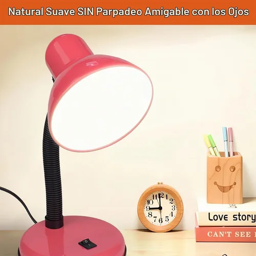 Vista 7 de Lámpara de escritorio con bombilla LED, cuello de cisne flexible (azul) con lámpara de mesa, lámpara de escritorio de metal de 6000 K con cuello