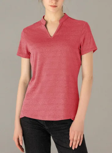 Vista 101 de Gopune Polo de golf con cuello en V para mujer, sin cuello, manga corta, ligera, de secado rápido, camisetas de tenis para correr