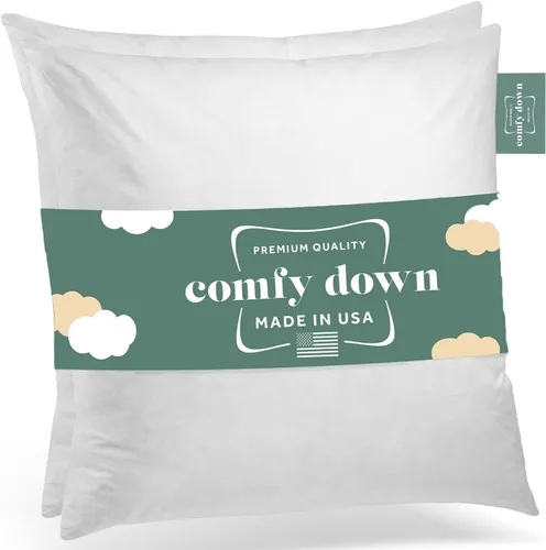 Vista 27 de ComfyDown Cojín de 12 x 12 pulgadas, relleno de plumas y plumas, funda 100% algodón, fabricada en Estados Unidos, funda de almohada decorativa suave