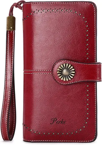 Vista 30 de Cartera de pulsera personalizada, carteras con nombre grabado personalizado con bloqueo RFID, gran capacidad, cartera de mano para tarjetas de Cuero