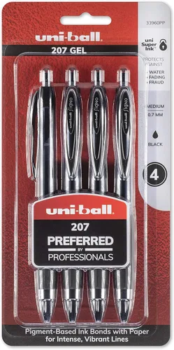 Vista 5 de Uniball Vision Elite - Bolígrafos de punta fina de 0.020 in, color azul, 12 unidades y bolígrafos de gel uniball, 207 signo gel con punta media