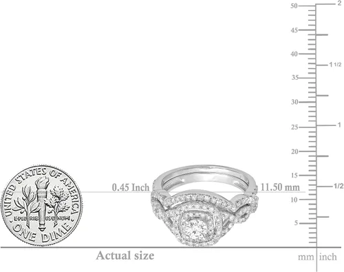 Vista 5 de Dazzlingrock Collection Round White Diamond Bridal Halo Engagement Ring Set for Women (1 ctw, Color I-J, Clarity I1-I3) in Gold